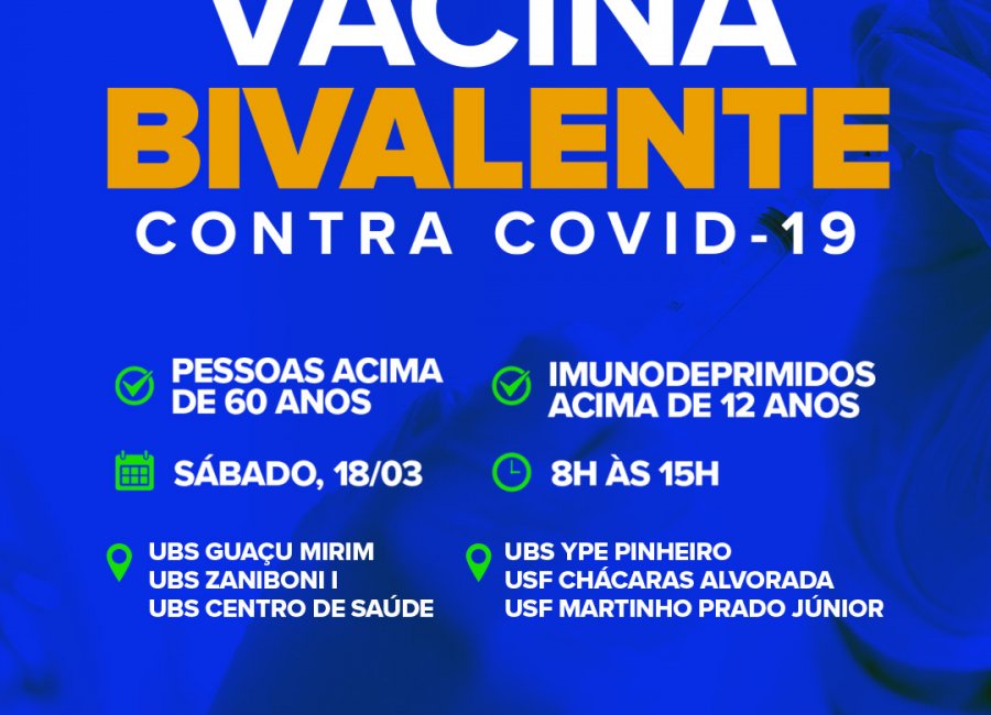 Saúde agenda imunização da Pfizer Bivalente contra a Covid-19 para sábado
