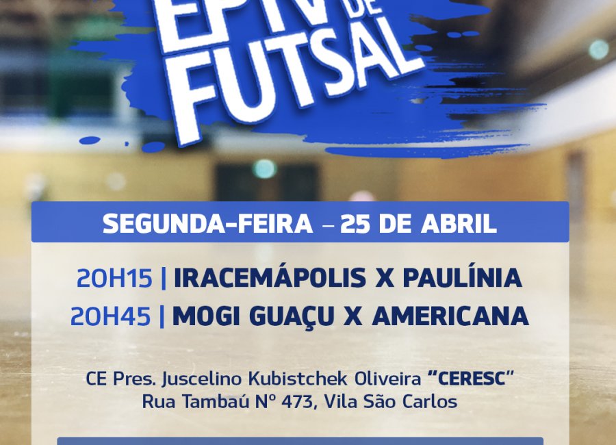Mogi Guaçu estreia na 9ª Taça EPTV de Futsal na segunda-feira, 25 de abril