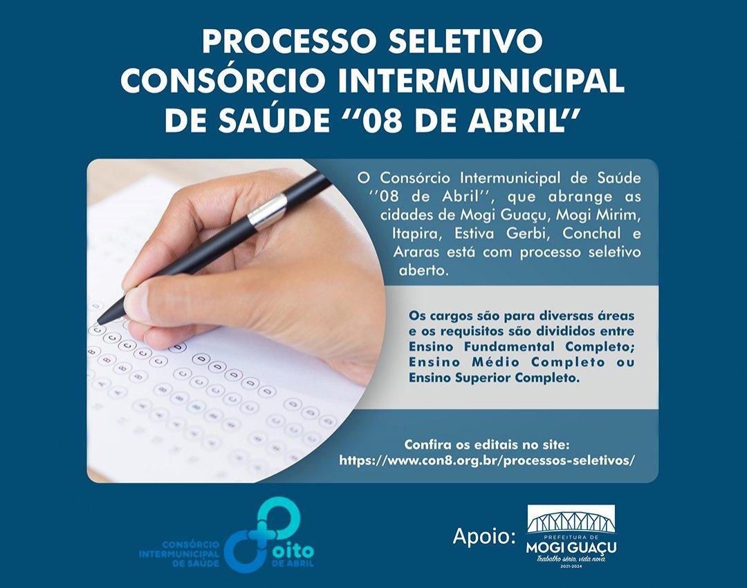 Consórcio Intermunicipal de Saúde abre inscrições para dois processos seletivos com vagas para Mogi Guaçu