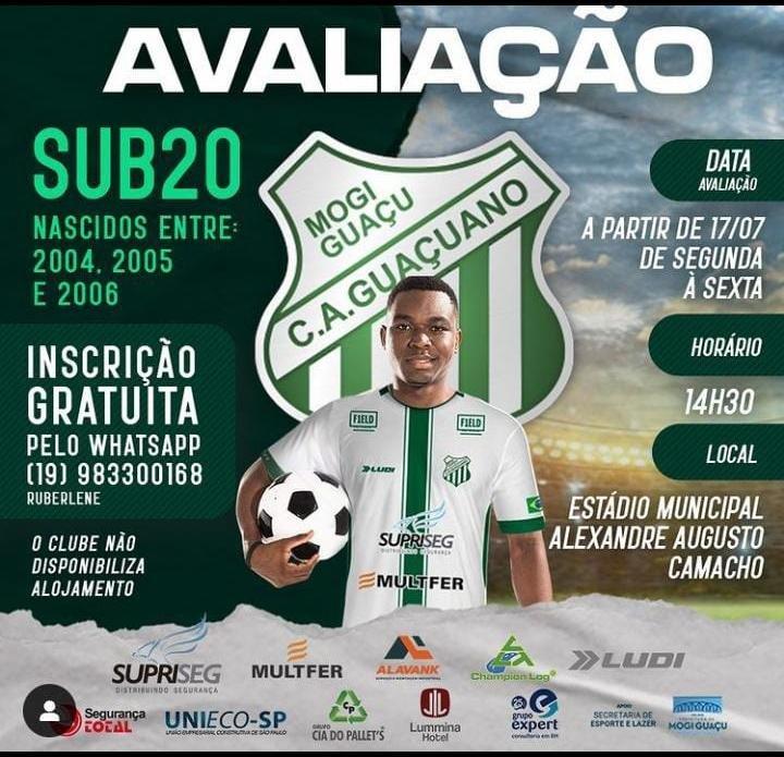 Guaçuano realiza avaliações para a categoria Sub 20 a partir desta segunda-feira, dia 17 de julho