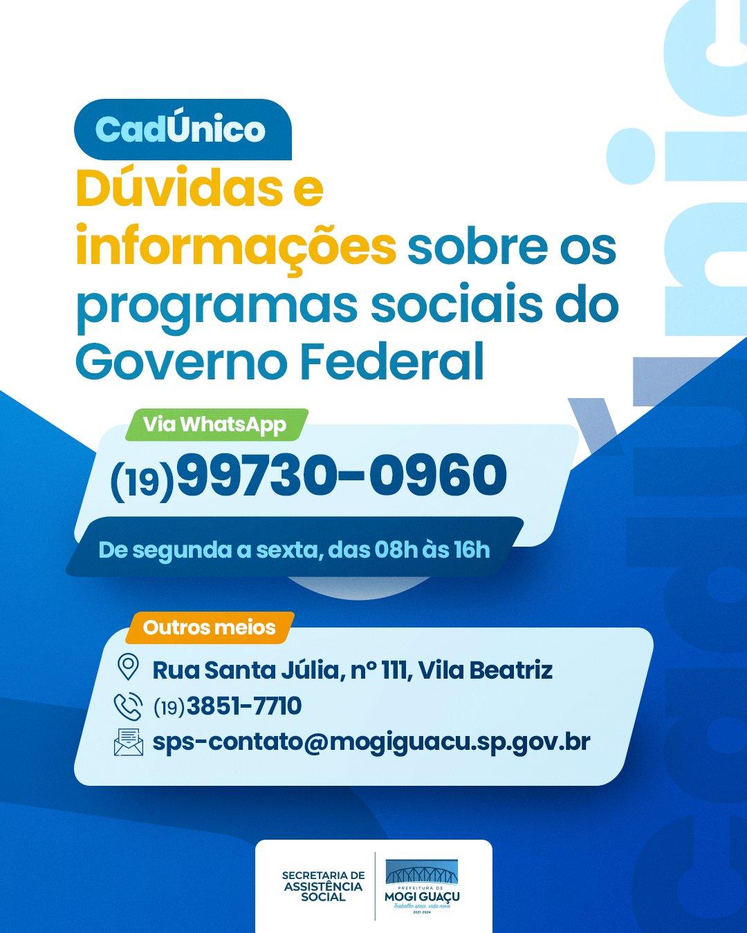 Central do Cadastro Único passa a usar WhatsApp para facilitar atendimentos feitos pelo setor