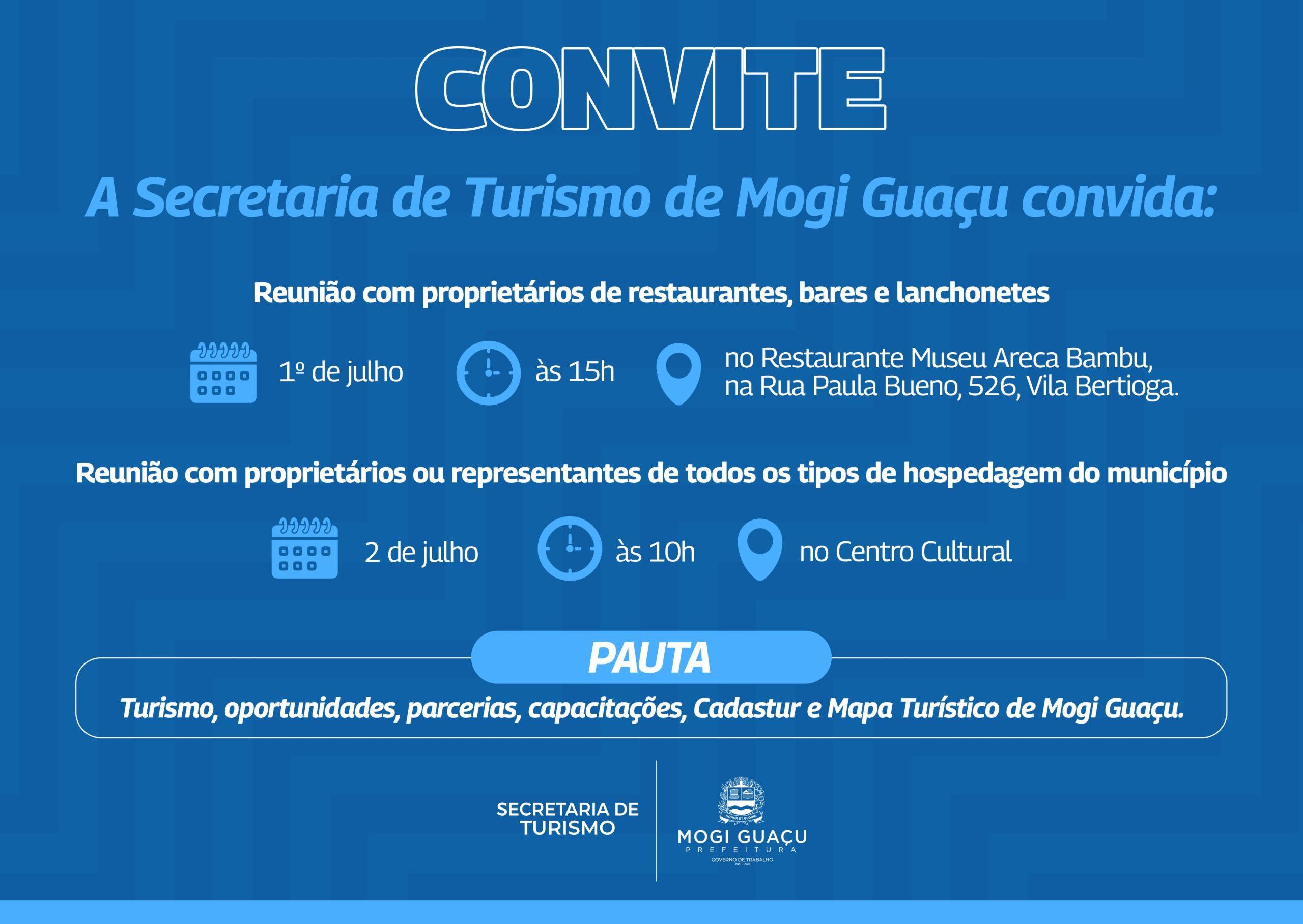 Proprietários de restaurantes, bares, lanchonetes e de hospedagens são convidados para discutir pautas de Turismo 