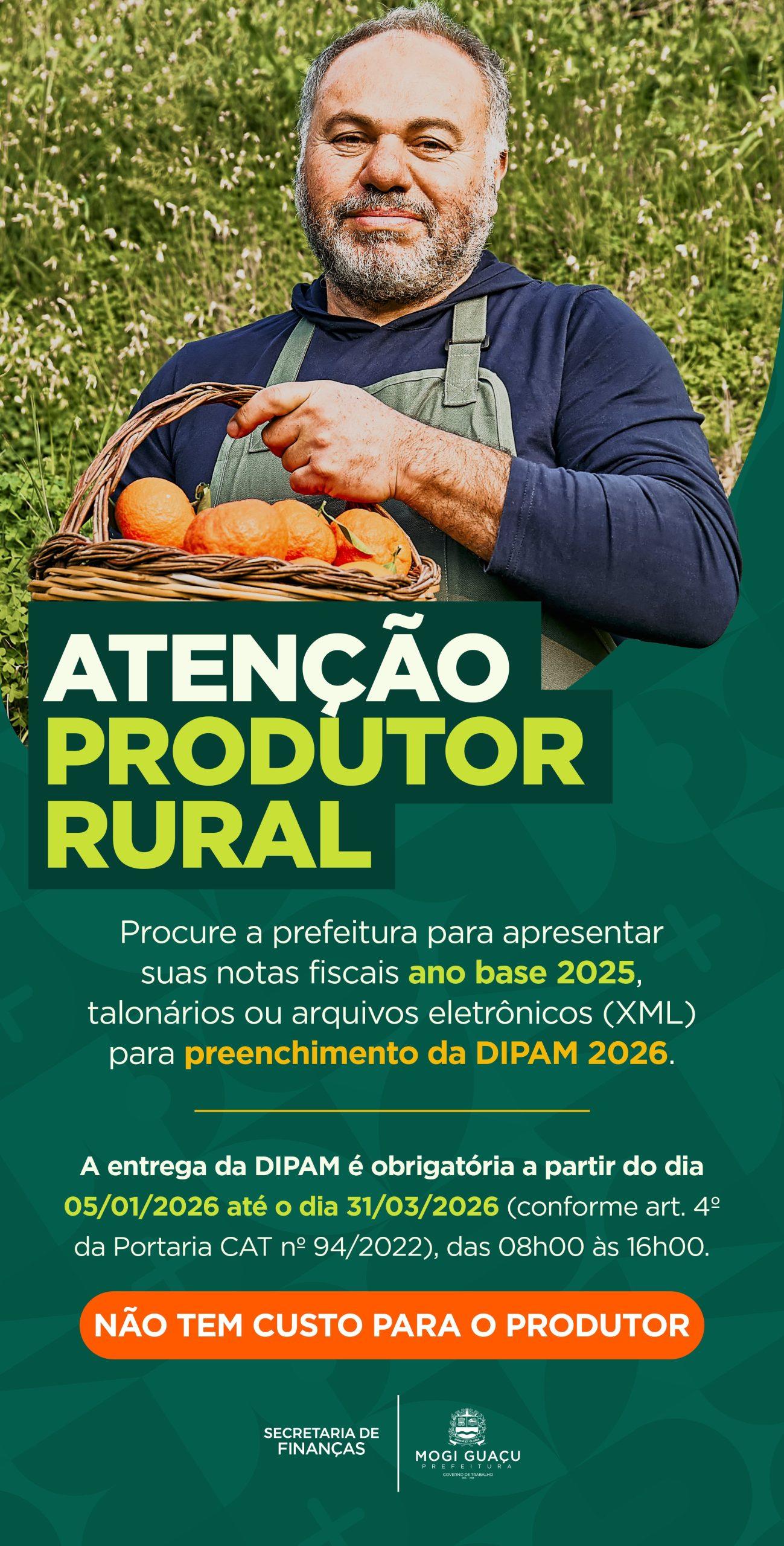 Produtores rurais têm até 31 março para entregar a DIPAM 2026