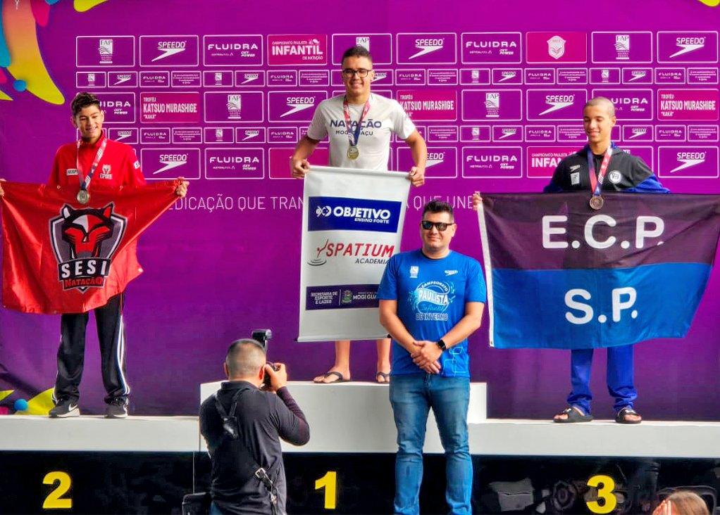 Felipe Casarim brilha com ouro nos 50m e prata nos 100m livre no Paulista Infantil de Natação